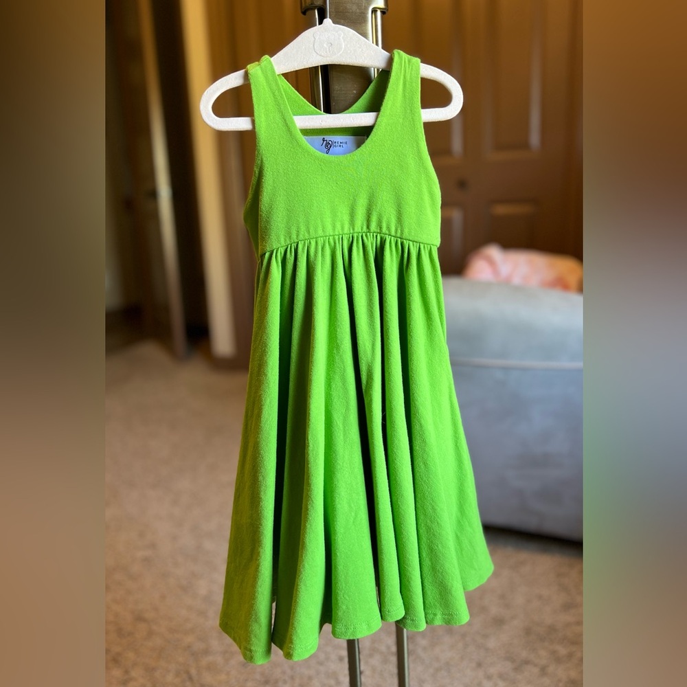 Remie Girl Racerback Twirl Dress - Chartreuse